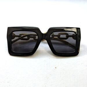 Retro Black Chic Square Sunglasses Aviator Minimalist Festival Sunnies Shades